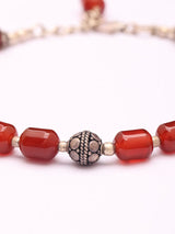 Garnet Beaded Sterling Silver Adjustable Chain Bracelet