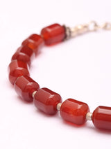 Garnet Beaded Sterling Silver Adjustable Chain Bracelet