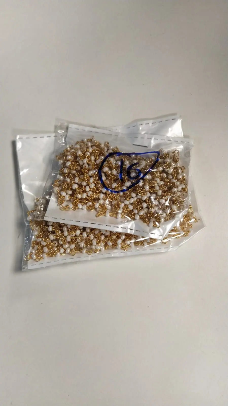 Folded Pearl Bead Brass Chain