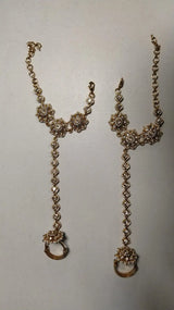 Floral Stone Studded Brass Haath Phool Bracelet