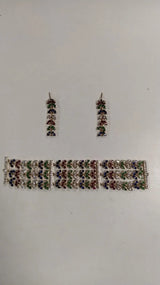 Copper Leaf Design Choker and Earrings Set