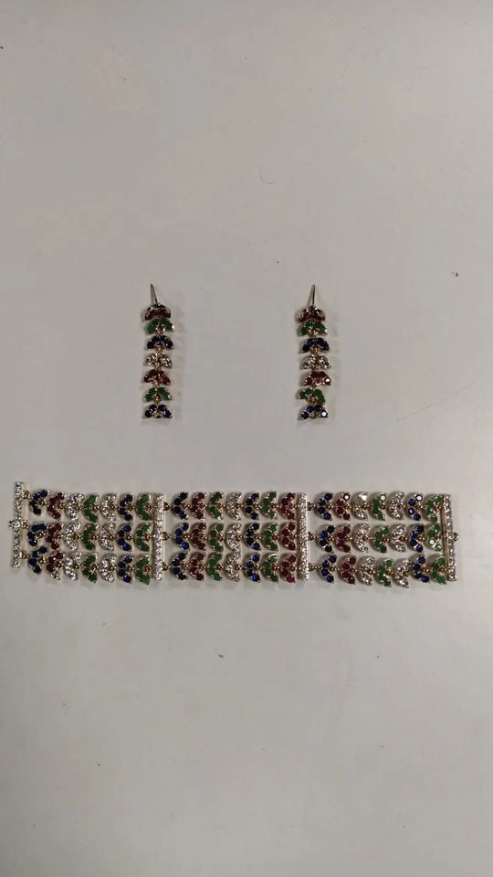 Copper Leaf Design Choker and Earrings Set