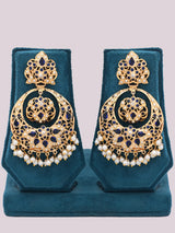 Blue Meenakari Floral Necklace and Earrings Set with Pearl Drop
