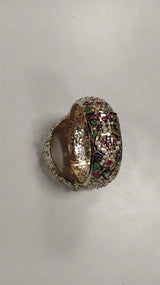 Multicolour Stone Studded Openable Copper Bangles