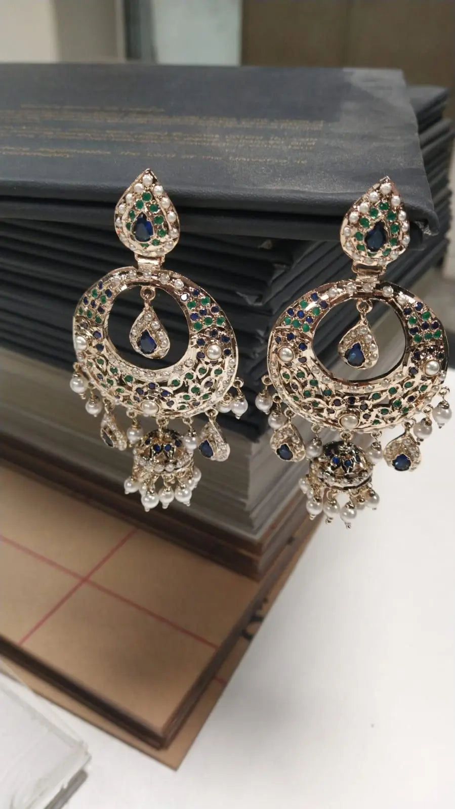 Copper Chaandbali Earrings with Antique Finish
