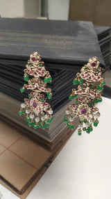 Copper Chandelier Earrings with Long Bead Drops