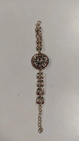 Floral Stone Studded Adjustable Copper Bracelet