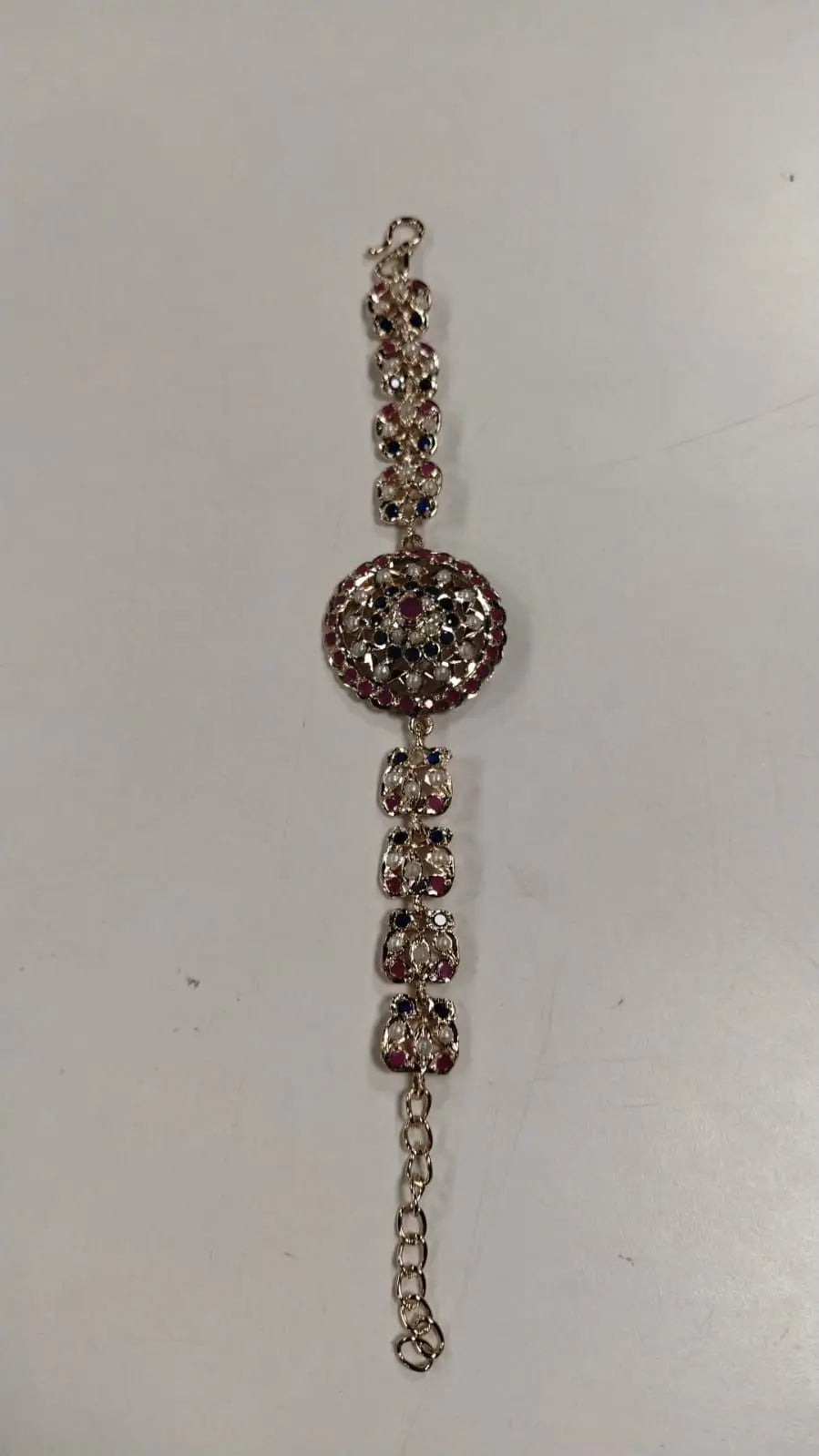 Floral Stone Studded Adjustable Copper Bracelet