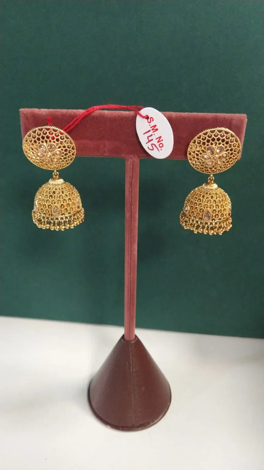 Floral Filigree Gold Plated Brass Earrings