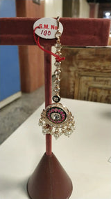 Floral Kundan Stone Studded Brass Maang Tikka