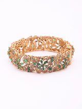 Floral Vine Stone Studded Copper Openable Bangles (Pair)