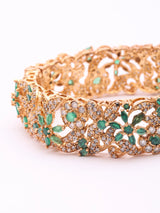 Floral Vine Stone Studded Copper Openable Bangles (Pair)