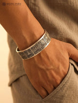 Twelve Jyotirlinga Engraved Sterling Silver Kada Bracelet