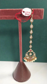 Teardrop Kundan Stone Studded Brass Maang Tikka