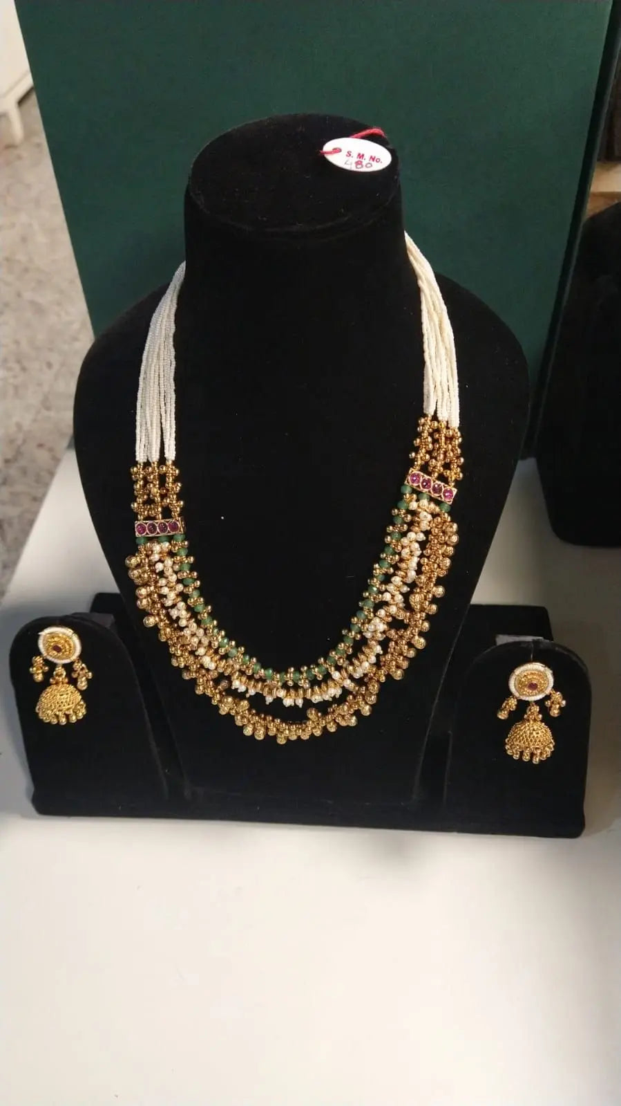 Rajwadi Multi-Strand Raani Haar Necklace Set in Brass
