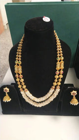 Dual Layer Kundan Pearl Raani Haar Necklace Set