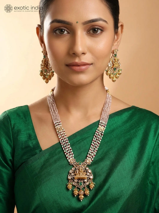 Lord Ganesha Brass Temple Necklace Set