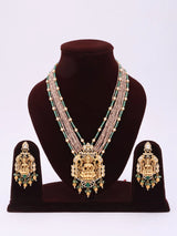 Goddess Lakshmi Temple Brass Necklace Set