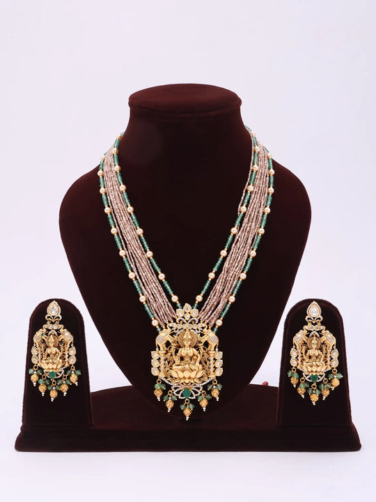 Goddess Lakshmi Temple Brass Necklace Set