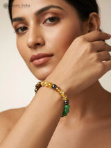 Gemstone Bead Wealth and Good Luck Stretch Bracelet