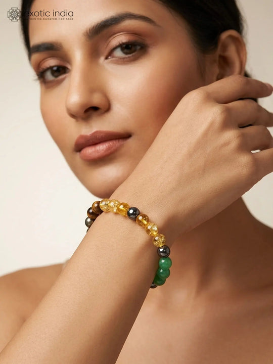 Gemstone Bead Wealth and Good Luck Stretch Bracelet