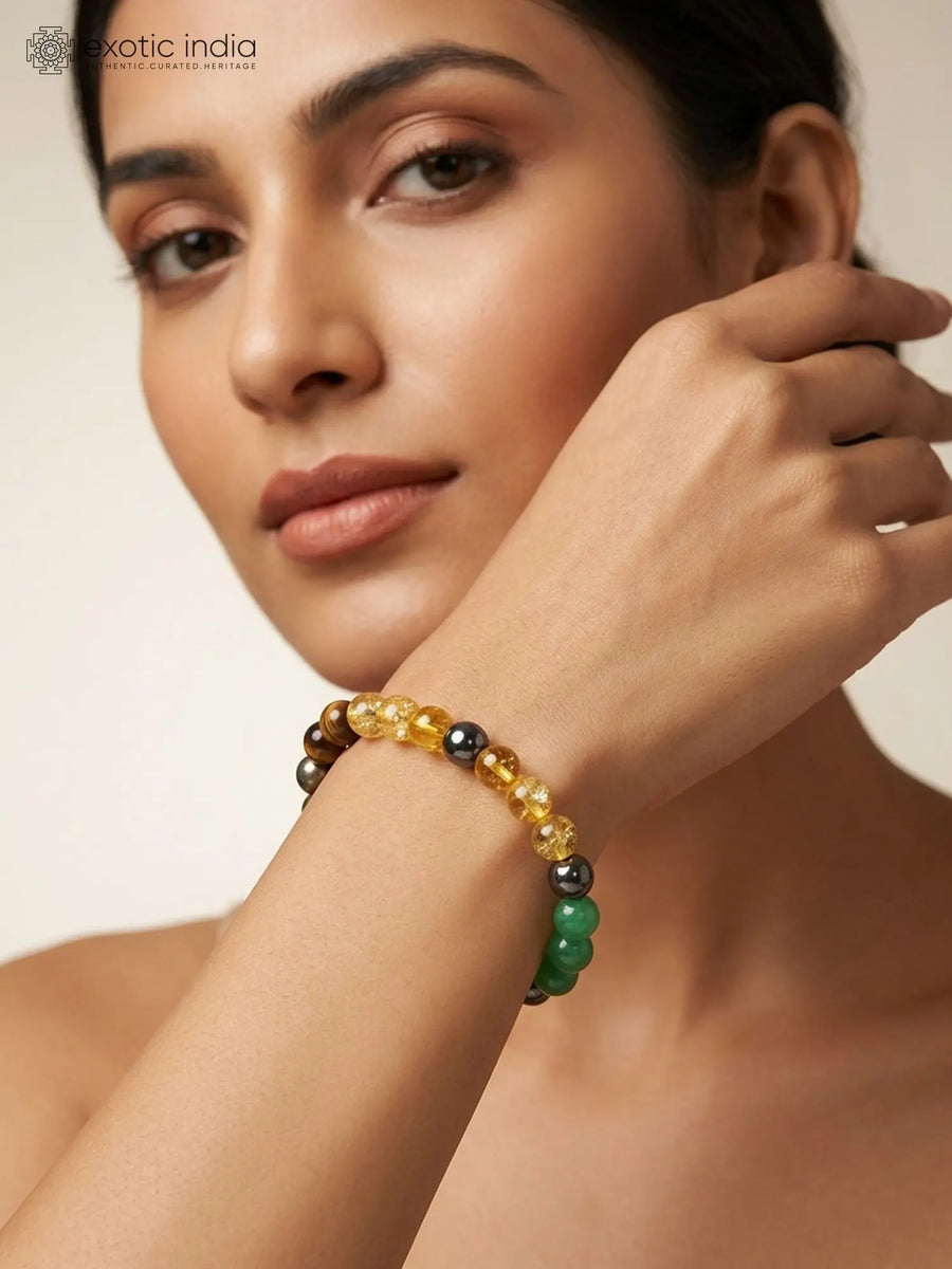 Gemstone Bead Wealth and Good Luck Stretch Bracelet