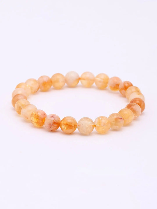 Natural Citrine Gemstone Bead Stretch Bracelet