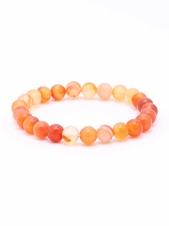 Natural Carnelian Gemstone Bead Stretch Bracelet