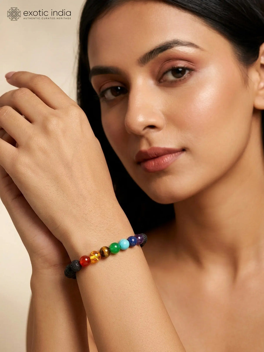 Seven Chakra Stone and Lava Bead Bracelet