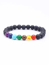 Seven Chakra Stone and Lava Bead Bracelet