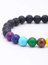 Seven Chakra Stone and Lava Bead Bracelet