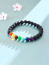 Seven Chakra Stone and Lava Bead Bracelet