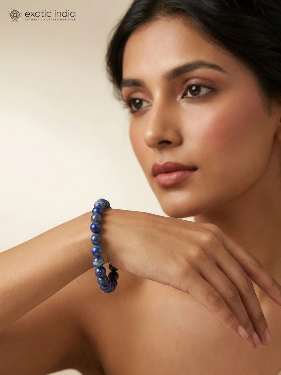 Lapis Lazuli Bead Stretch Bracelet for Calm and Clarity