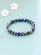 Lapis Lazuli Bead Stretch Bracelet for Calm and Clarity