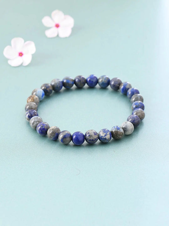 Lapis Lazuli Bead Stretch Bracelet for Calm and Clarity