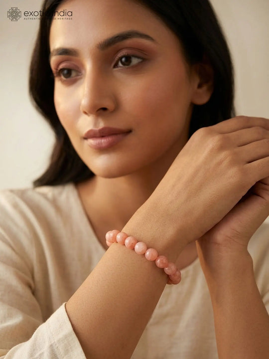 Sunstone Beaded Stretch Bracelet for Confidence and Vitality
