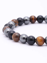 Triple Protection Gemstone Bead Bracelet for Energy and Focus