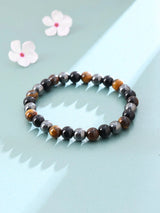 Triple Protection Gemstone Bead Bracelet for Energy and Focus
