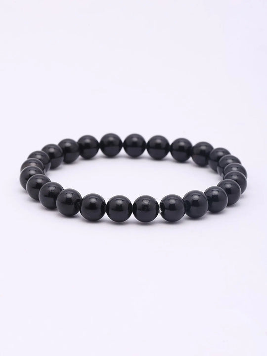 Natural Black Tourmaline Beaded Stretch Bracelet