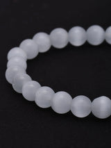 Selenite Stone Bead Stretch Bracelet for Clarity and Peace