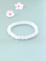 Selenite Stone Bead Stretch Bracelet for Clarity and Peace