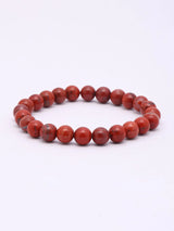 Red Jasper Bead Stretch Bracelet for Grounding and Stability