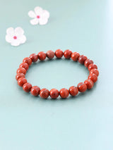 Red Jasper Bead Stretch Bracelet for Grounding and Stability