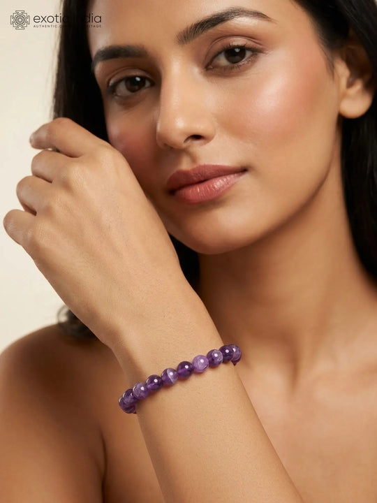 Amethyst Gemstone Bead Stretch Bracelet