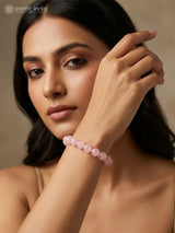 Rose Quartz Gemstone Stretch Bracelet for Love and Compassion