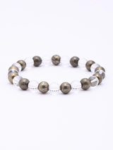 Pyrite and Clear Quartz Bead Stretch Bracelet