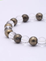 Pyrite and Clear Quartz Bead Stretch Bracelet