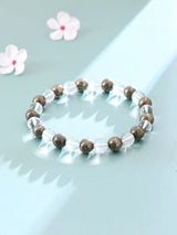 Pyrite and Clear Quartz Bead Stretch Bracelet