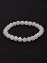 Natural White Moonstone Gemstone Bead Stretch Bracelet