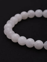 Natural White Moonstone Gemstone Bead Stretch Bracelet